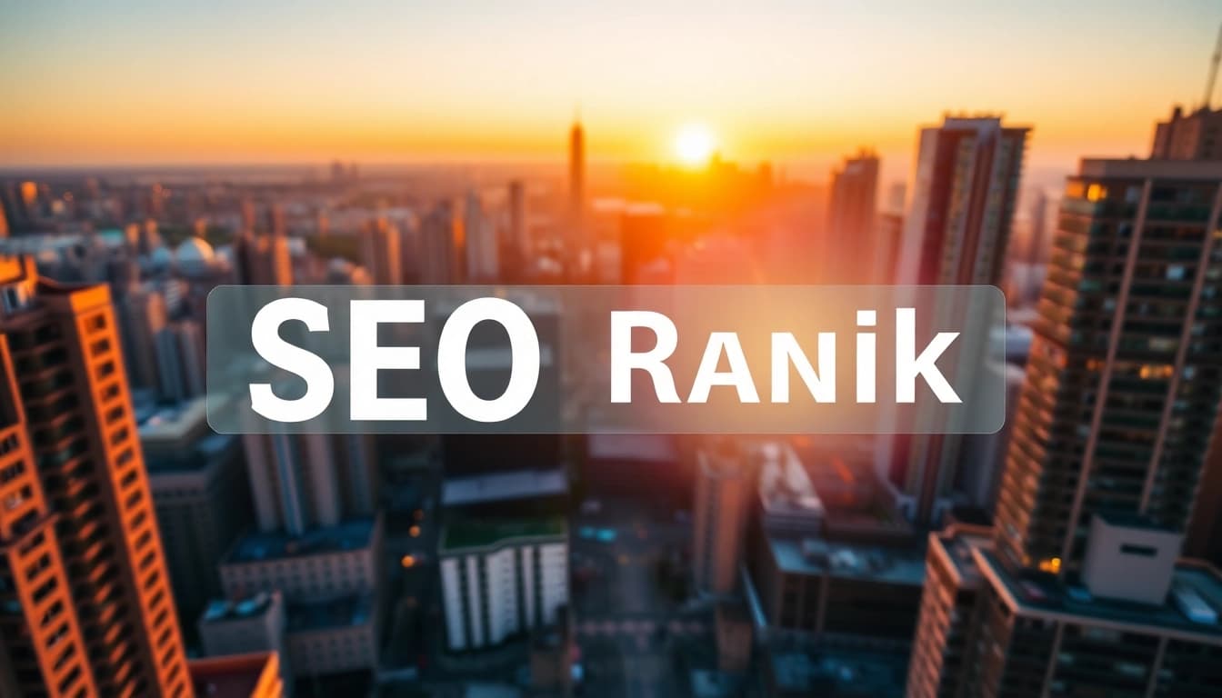Visualisierung des SEO-Rankings mit einer Stadtansicht, die Wachstum und digitale Präsenz symbolisiert.