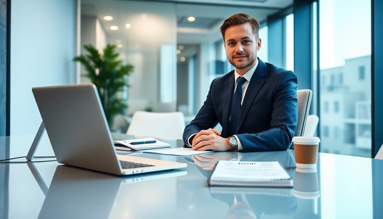 Headhunter conducting professional recruitment in a modern office.