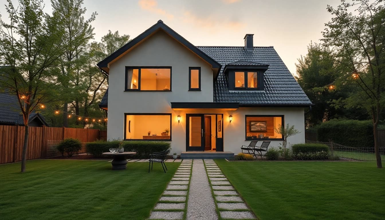 Ein wunderschönes Einfamilienhaus im Grünen zeigt das ideale Bild für einen Hauskauf.