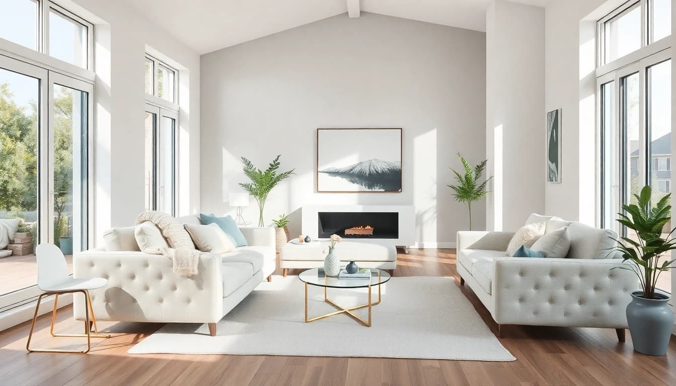 Entdecken Sie kreative Raumgestaltung mit einem einladenden Wohnzimmer, das modernes Design und natürliche Lichtverhältnisse vereint.