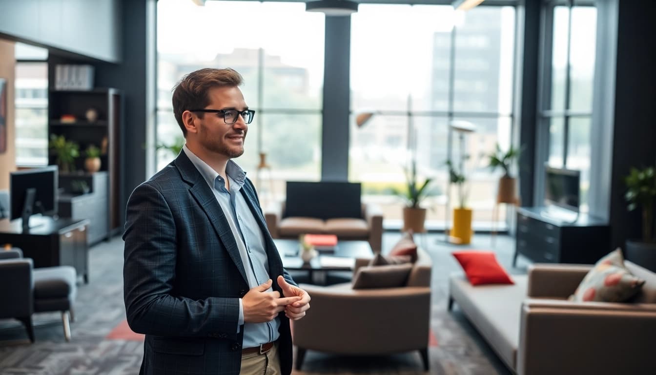 Headhunter Schweiz im Gespräch in einem modernen Büro mit ansprechendem Design.