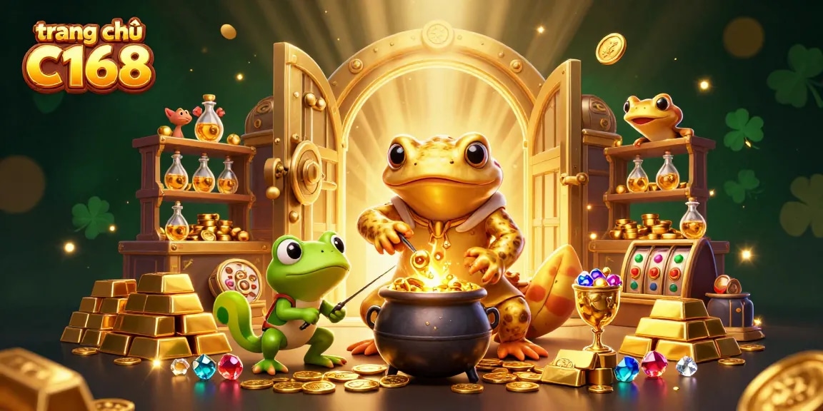 Experience the magic at trang chủ C168 with a golden alchemist and games in a vibrant 3D world.