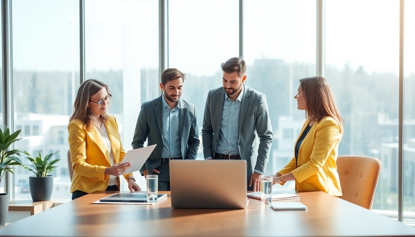Fachleute diskutieren aktiv über Personalvermittlung in einem modernen Büro.