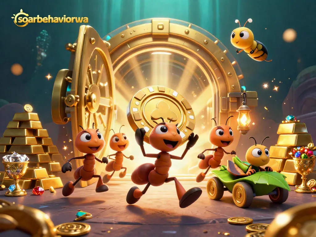 Watch the soarbehaviorwa ants execute a thrilling casino heist featuring vibrant treasure.