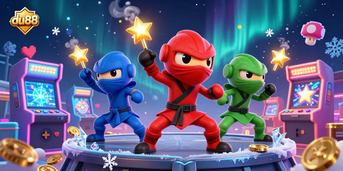 Engage with du88's thrilling gaming action featuring ninja chameleons amidst arcade excitement.