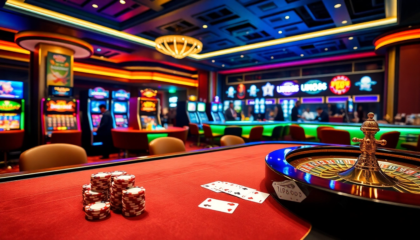 Players enjoying diverse games at UU88 casino, featuring poker, slots, and roulette.