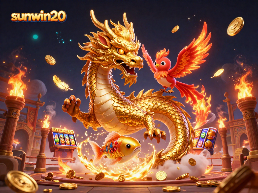 Experience the thrill with sunwin20 as the dragon and phoenix soar over vibrant slots.