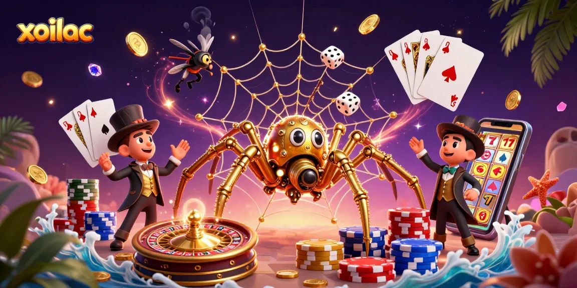 Experience the thrill of xoilac casino games with a vibrant 3D illustration of lucky symbols.