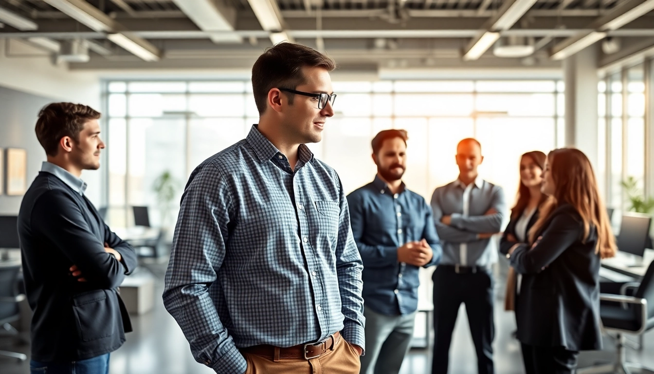 Headhunter Ingenieure führen ein Gespräch mit technischen Fachkräften in einem modernen Büro.