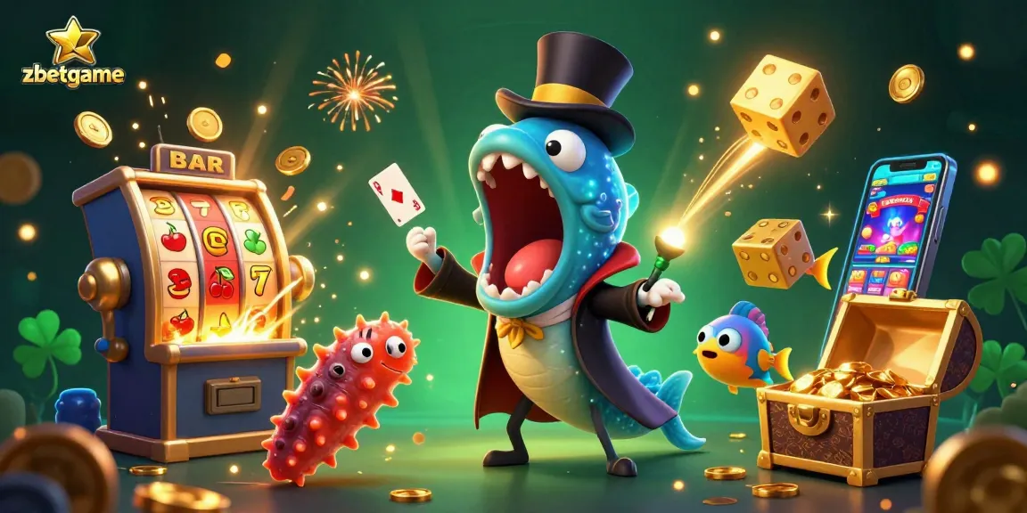 Engage with zbetgame's thrilling 3D scene showcasing unique magic tricks and exciting casino symbols.