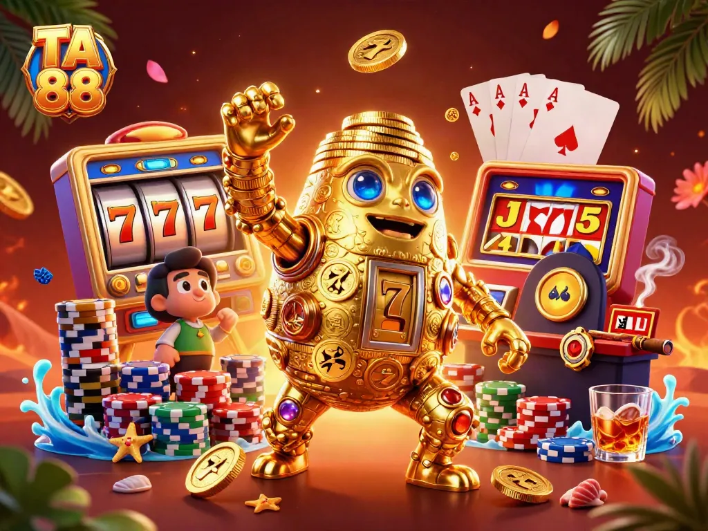 Win big at TA 88 with vibrant slot reels and golden golem bringing animated excitement to your gameplay.
