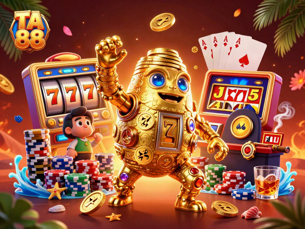 Win big at TA 88 with vibrant slot reels and golden golem bringing animated excitement to your gameplay.