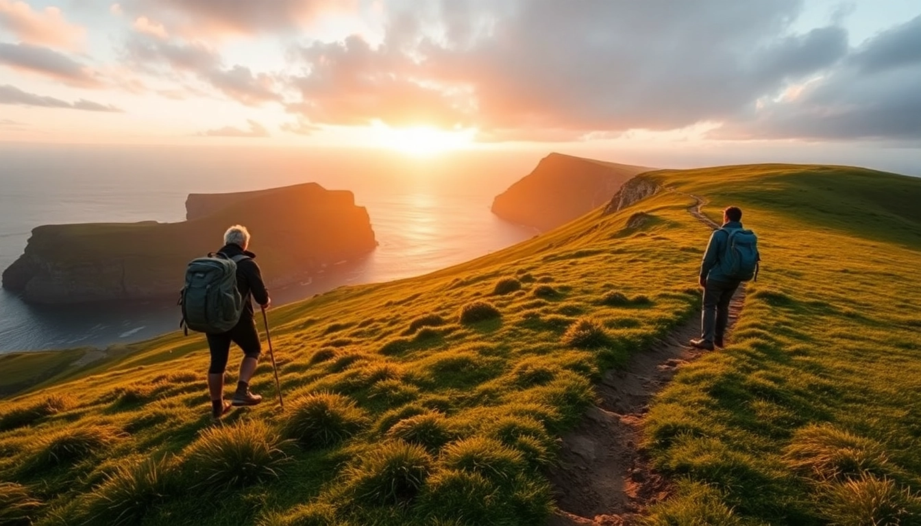Dingle Way wandern auf einem malerischen Hügel mit weitem Blick auf den Ozean.