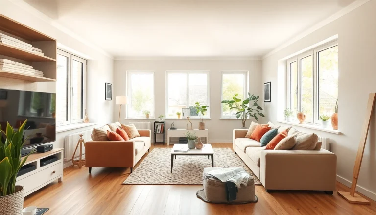 Frisch renoviertes Wohnzimmer, das eine angenehme Atmosphäre der Hausrenovierung ausstrahlt.