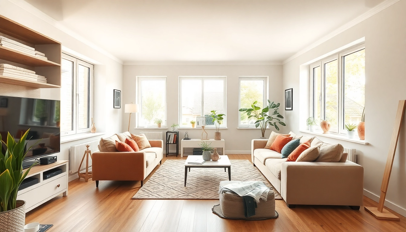 Frisch renoviertes Wohnzimmer, das eine angenehme Atmosphäre der Hausrenovierung ausstrahlt.