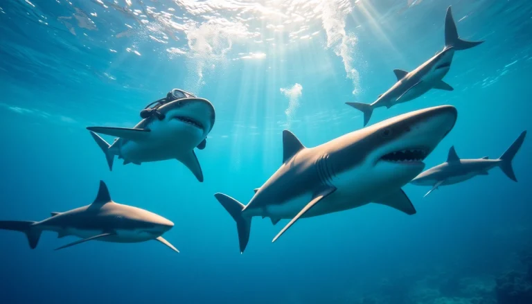 Tauchen Bullenhaie: A diver explores the underwater world with bull sharks, showcasing their beauty and grace.
