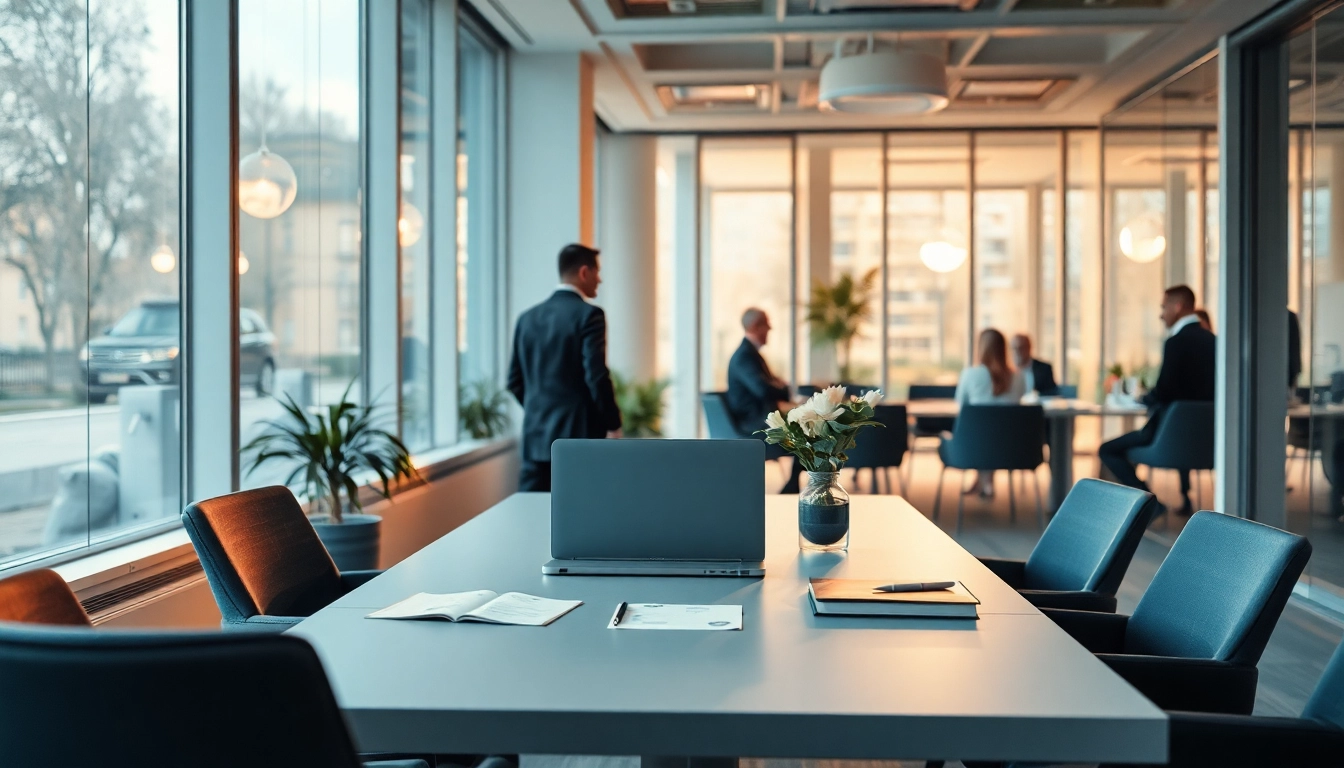 Visualisierung eines Headhunter Sales-Teams in einem modernen Büro mit lebhaften Meetings und professioneller Atmosphäre.