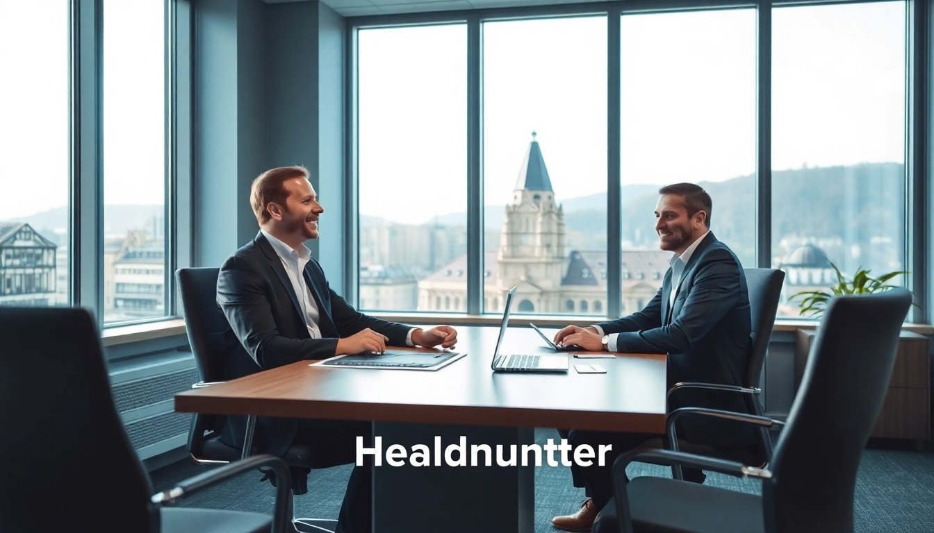 Headhunter Heidelberg führt ein erfolgreiches Interview in einem modernen Büro.