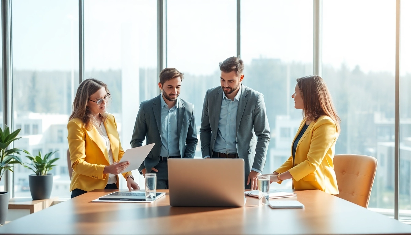 Fachleute diskutieren aktiv über Personalvermittlung in einem modernen Büro.