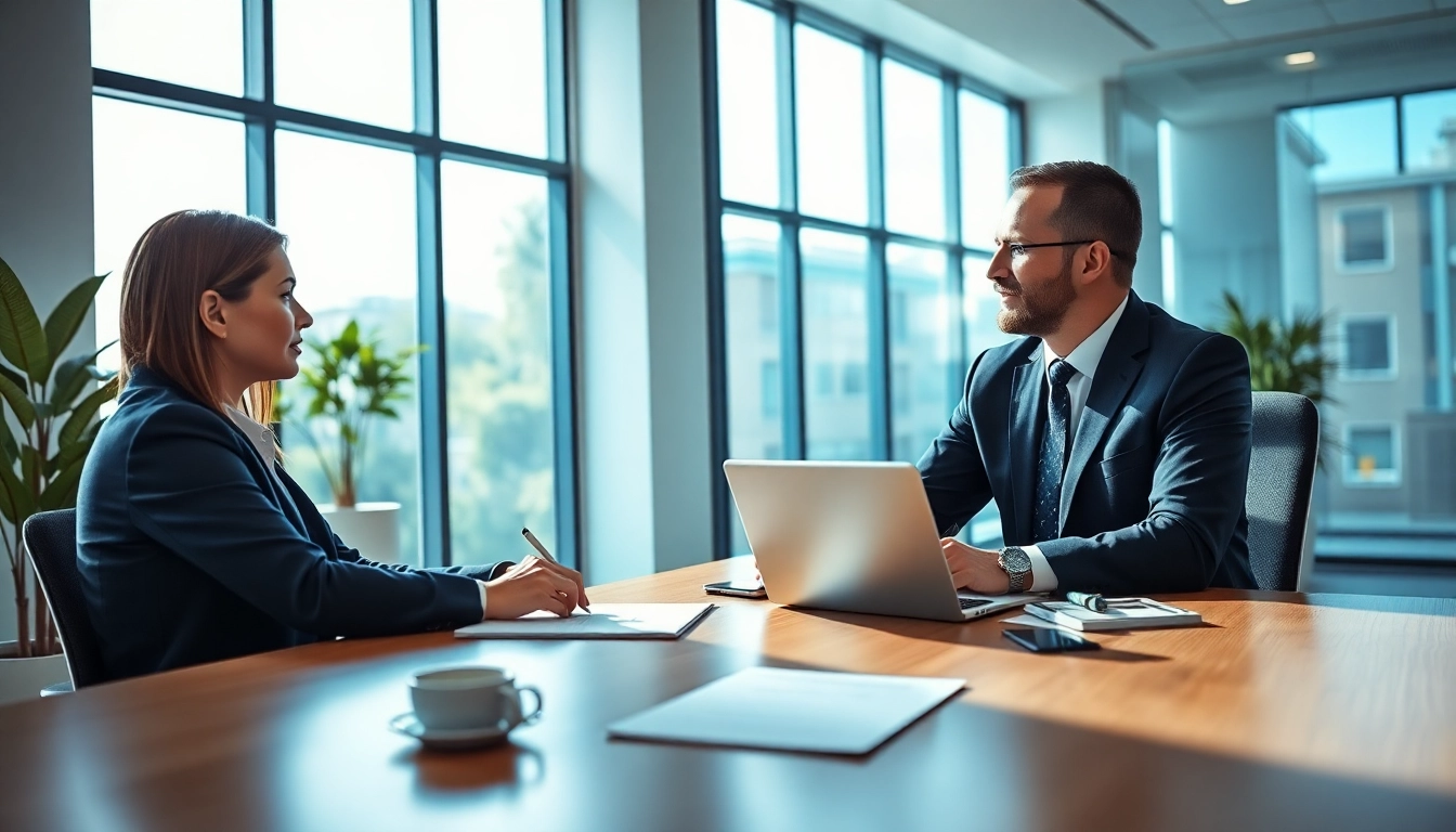 Headhunter IT conducts an interview in a modern office, showcasing professionalism and engagement.
