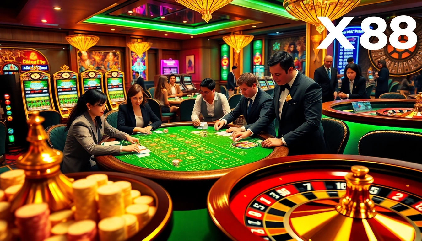 Exciting poker game at XX88 casino showcasing chips and cards