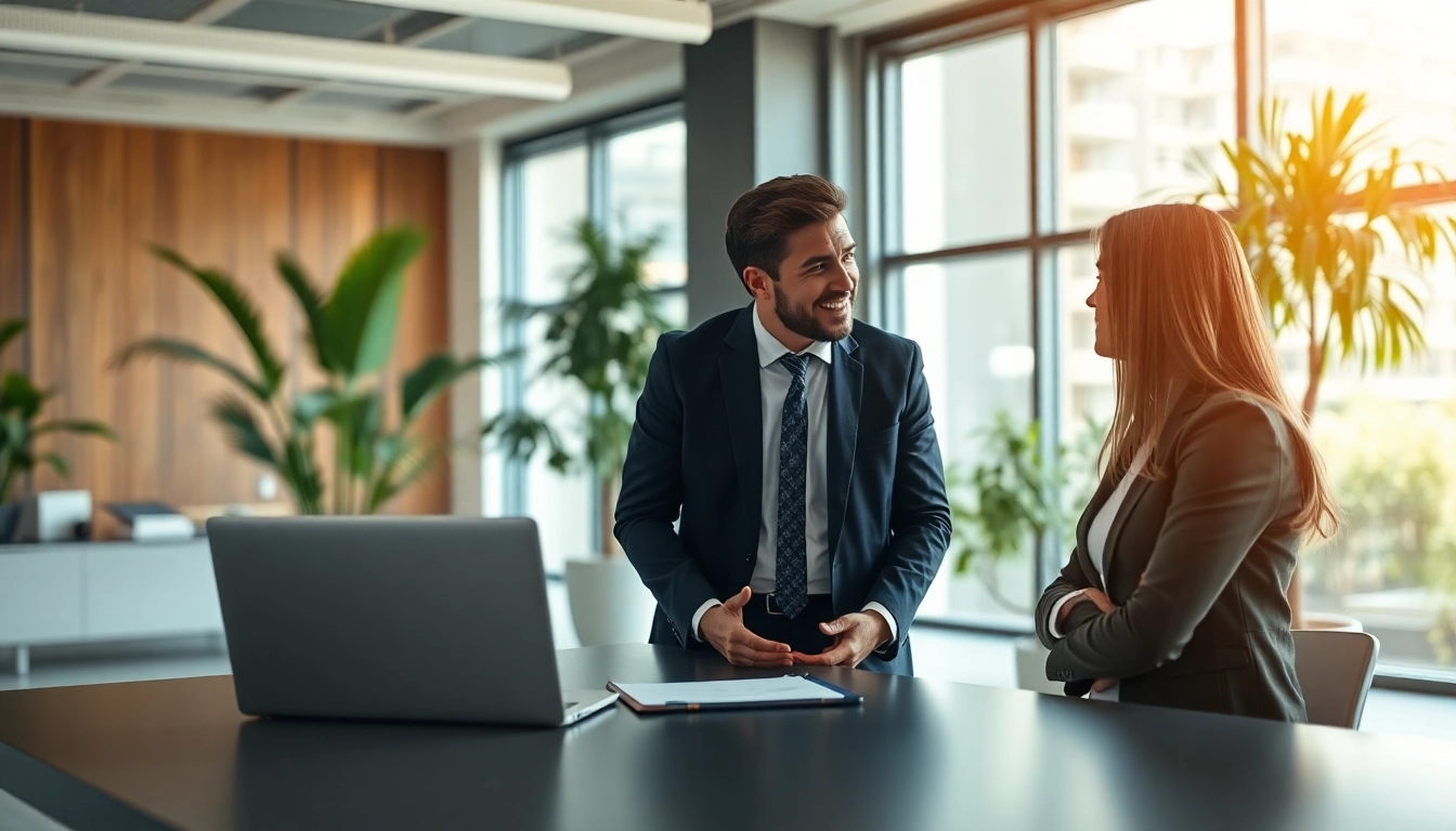 Headhunter Schweiz im Gespräch mit einem Bewerber in einem modernen Büro.