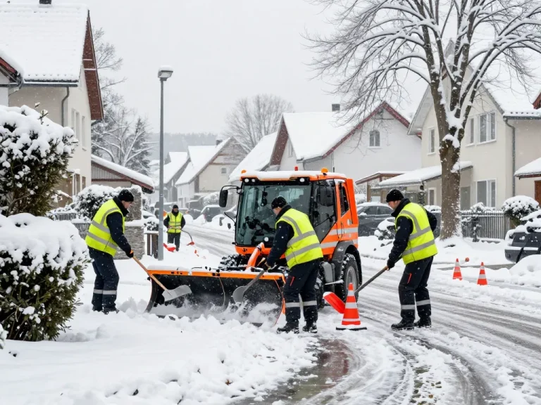 Zuverlässiger Schneeräumdienst in Münster, der Einfahrten und Gehwege mit professioneller Ausrüstung während des Wintereinbruchs räumt.