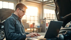 BMW Codierer analysiert Fahrzeugdaten in moderner Werkstattumgebung.