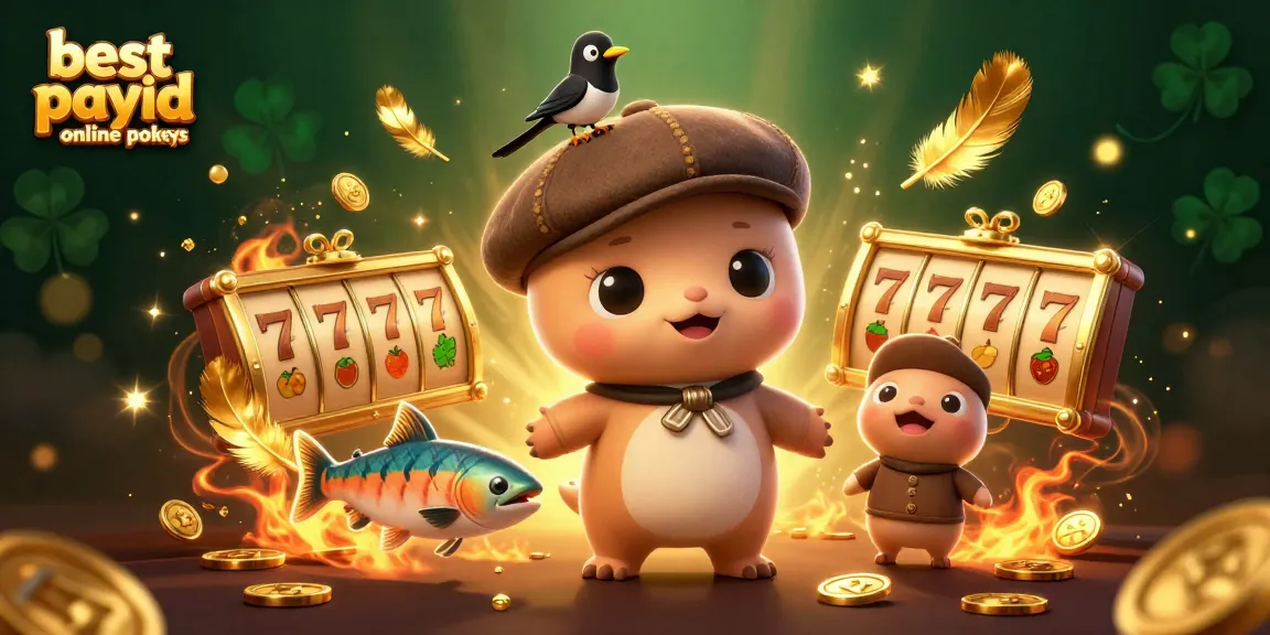 Play the best payid online pokies with a colorful and dynamic casino scene featuring popping characters and elements.
