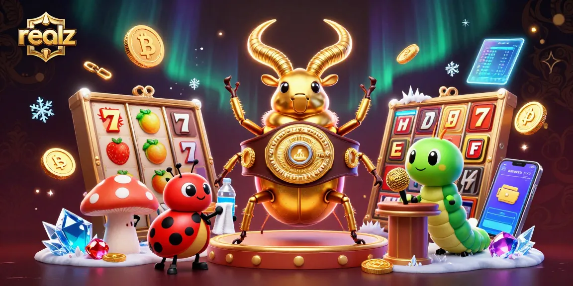 Realz casino experience with a giant stag beetle boxing champion and rich gaming elements.