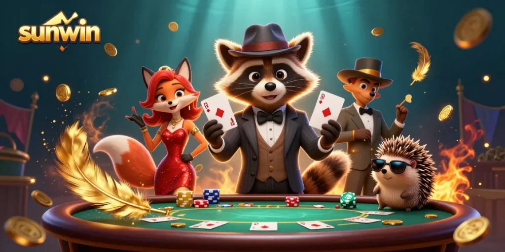 Experience the thrill of winning at Sunwin with a lively poker scene featuring charming characters!